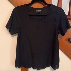 Black TopShop Scalloped Edge Top